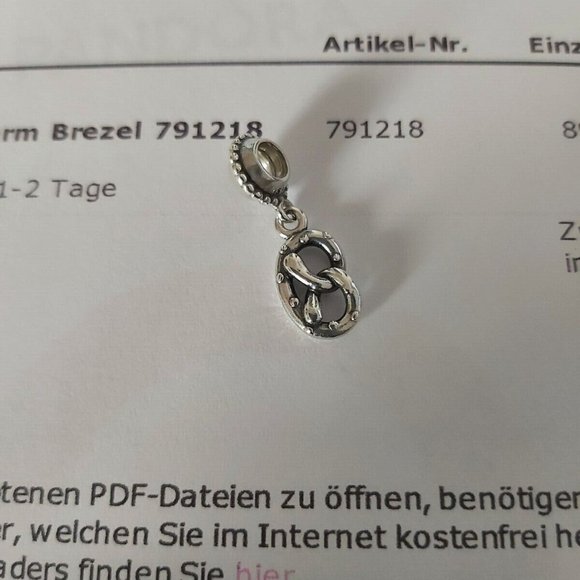 AUTHENTIC PANDORA *RETIRED and RARE* Sterling Silver Pretzel Charm 791218 - Picture 1 of 7